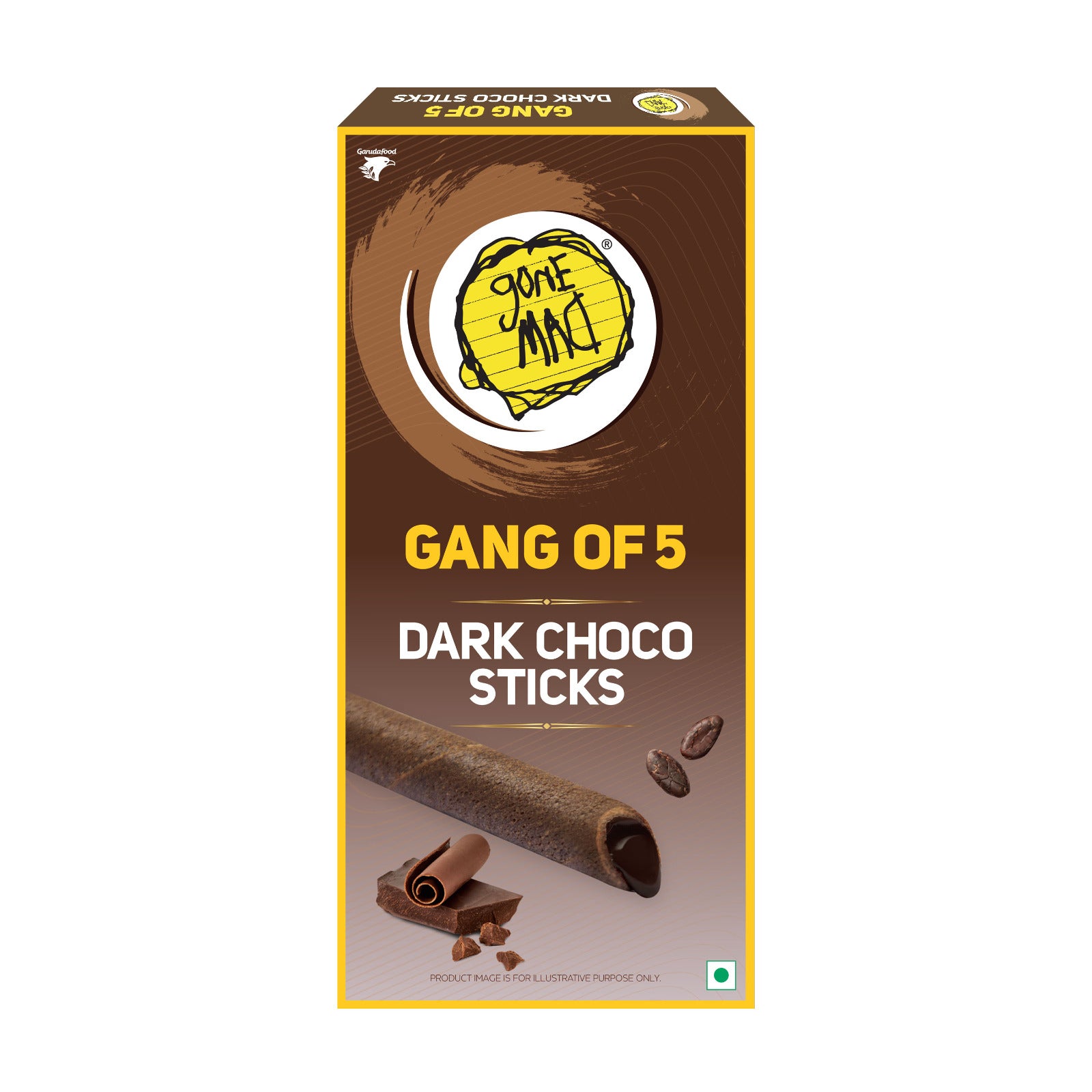 Gone Mad Gan of 5 Choco Sticks - Crispy, Creamy & Delicious Chocolate Snack, Pack of 3 (187g)