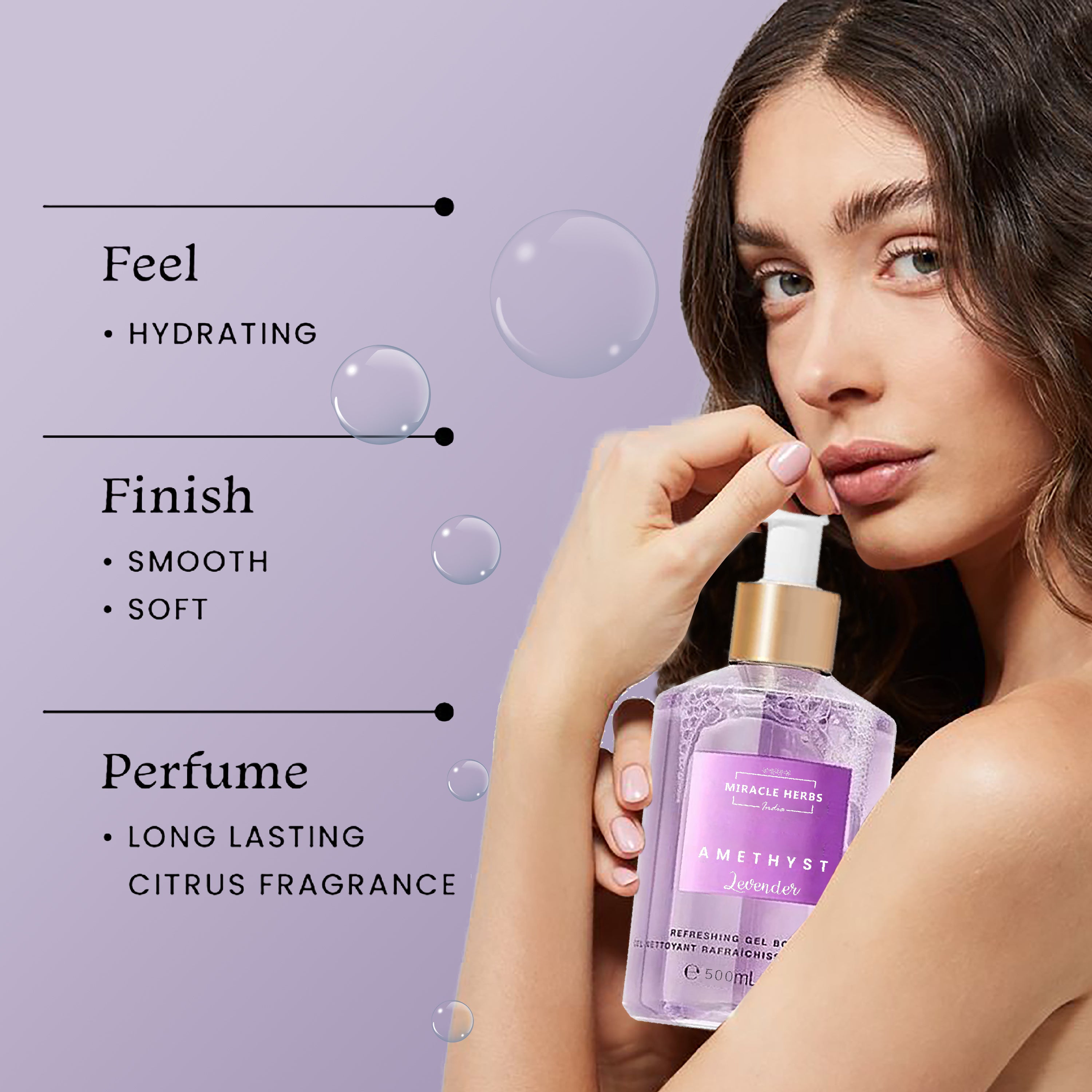 Miracle Herbs AMATHYST Refreshing Gel Body Wash Lavender