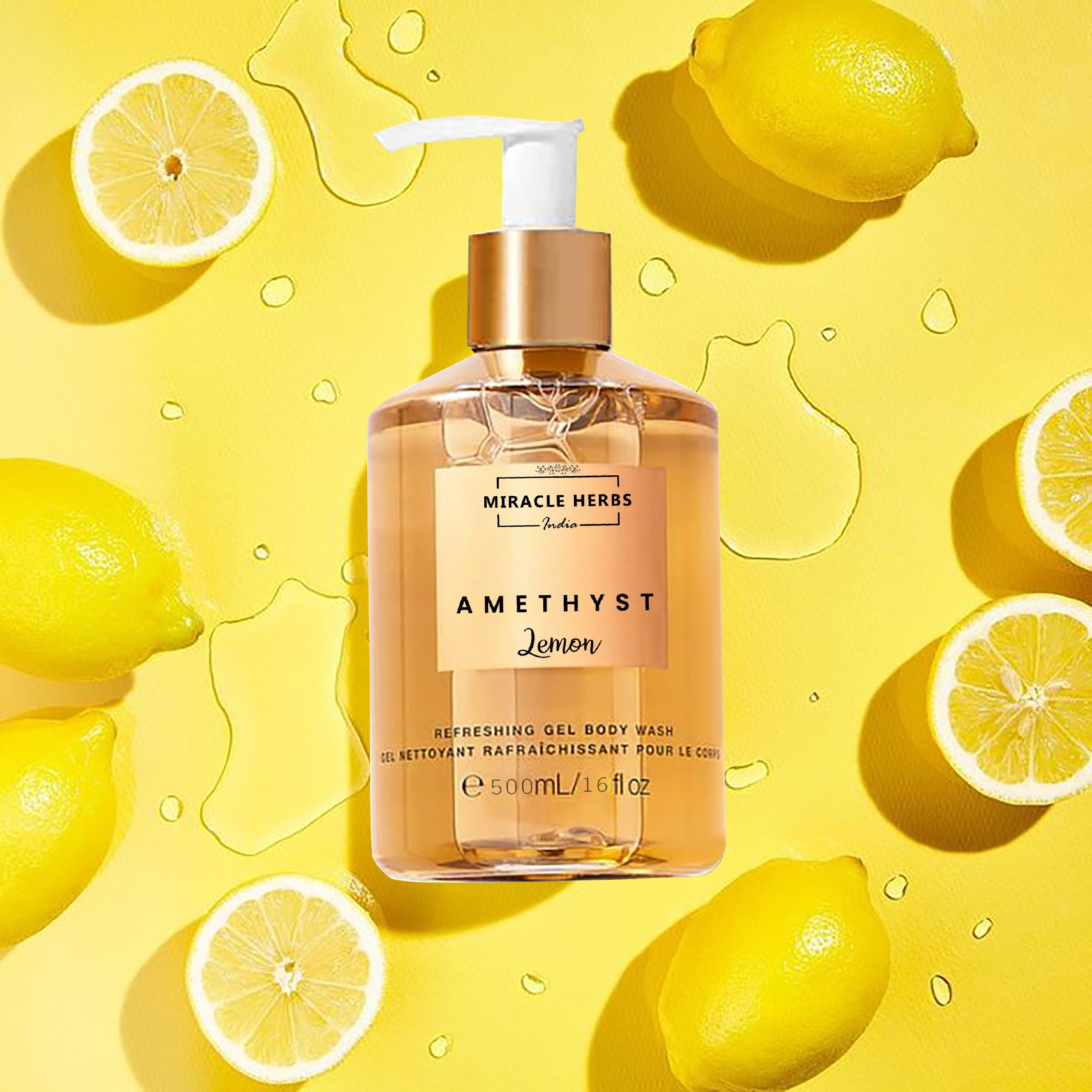 Miracle Herbs AMATHYST Refreshing Gel Body Wash LEMON