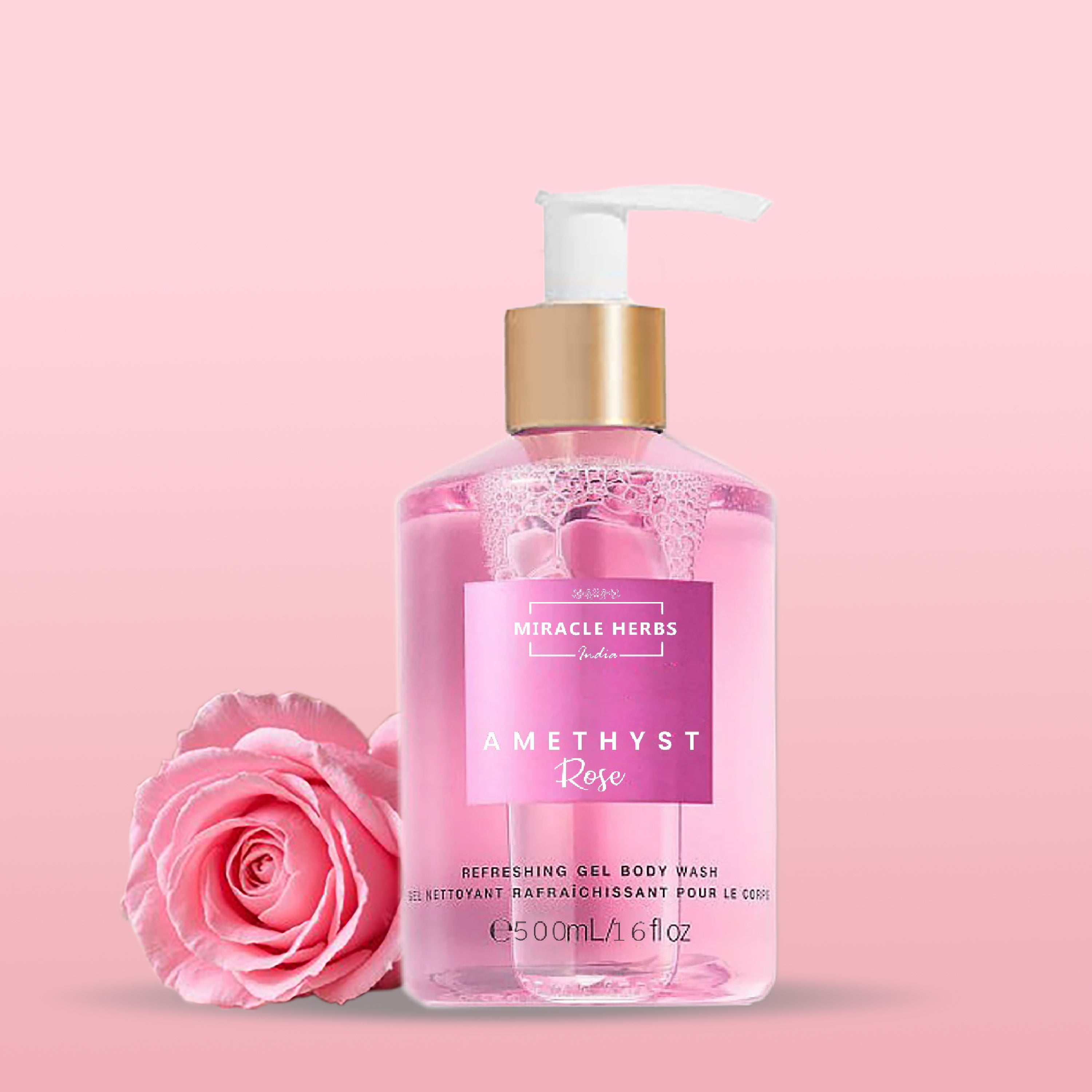 Miracle Herbs AMATHYST Refreshing Gel Body Wash ROSE