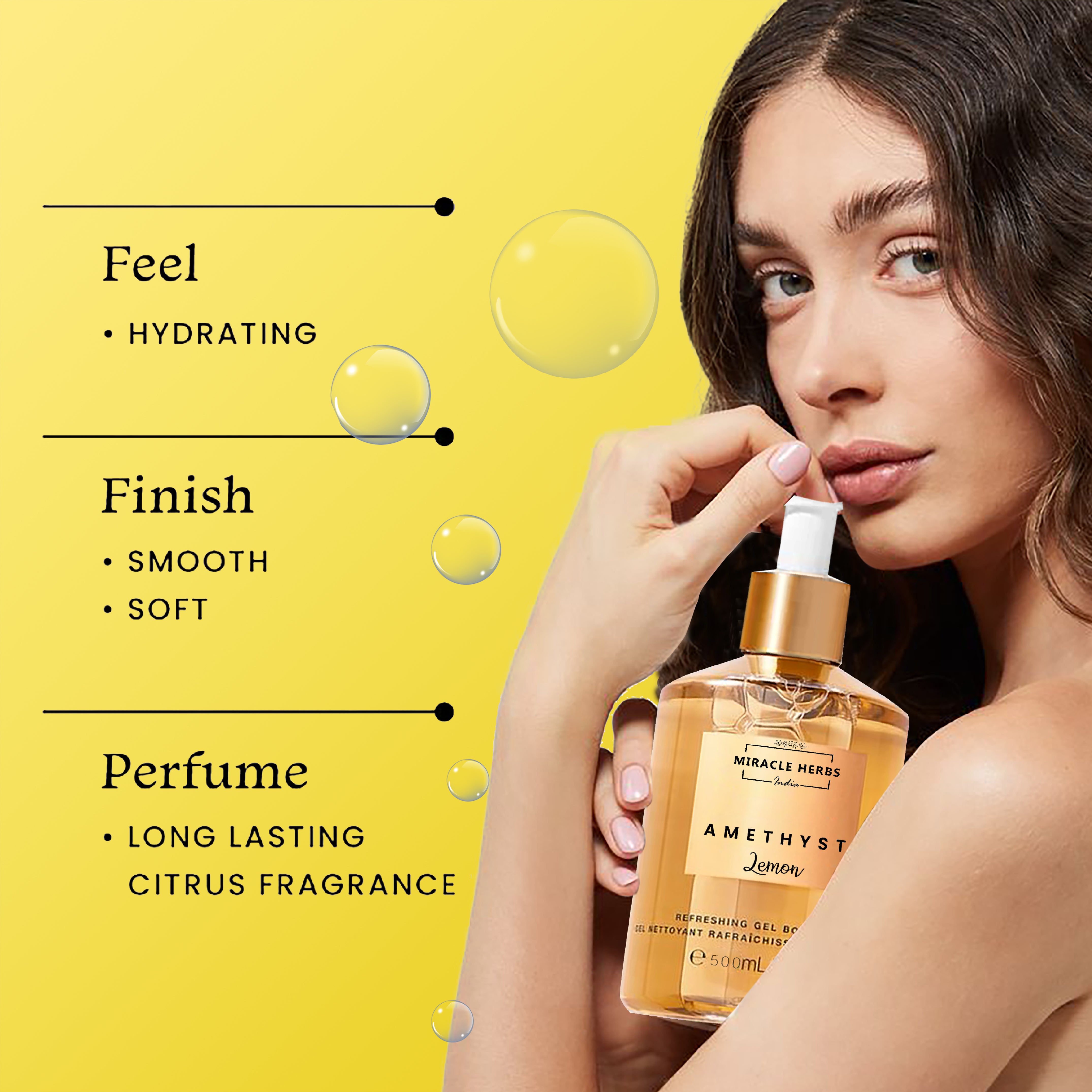 Miracle Herbs AMATHYST Refreshing Gel Body Wash LEMON