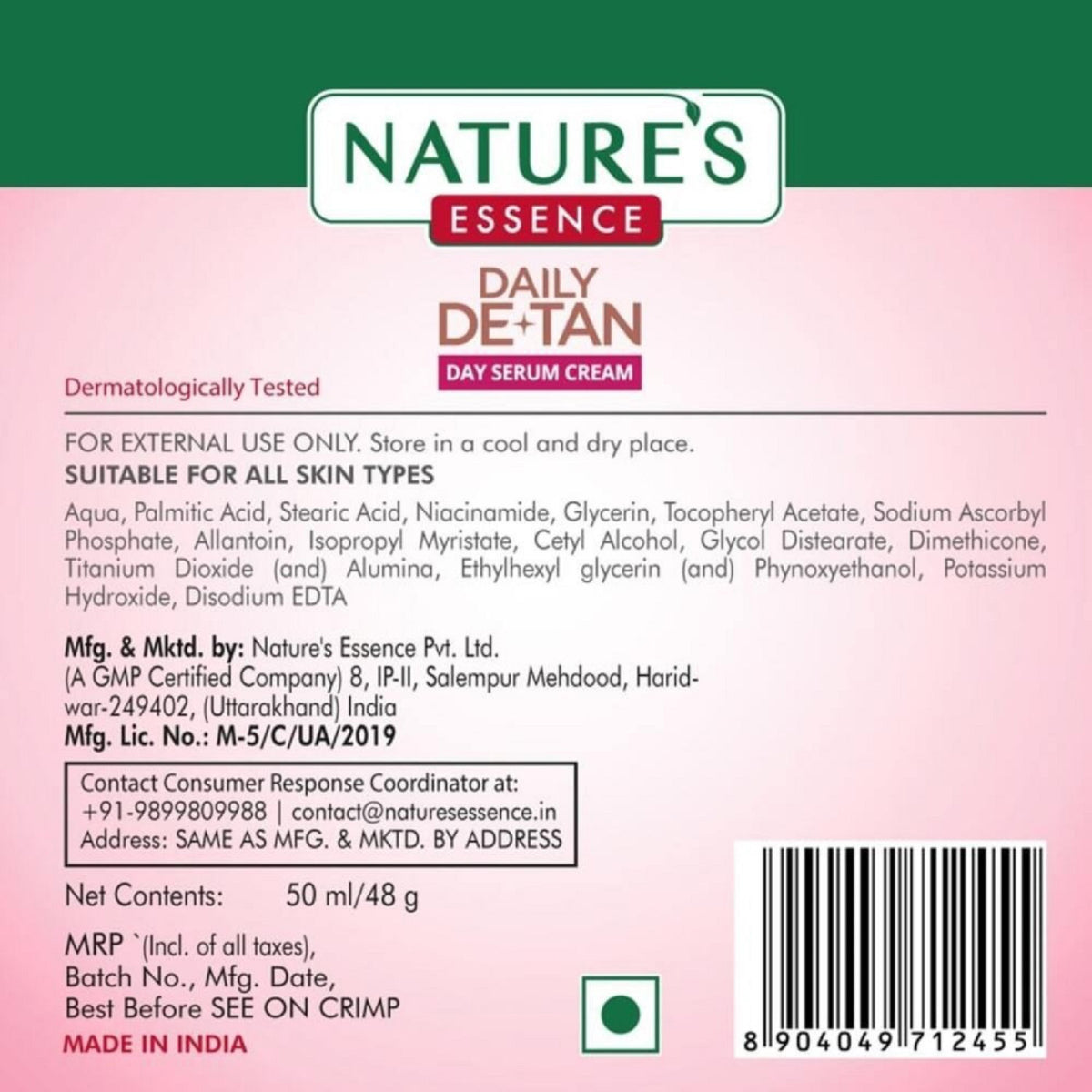 NATURES ESSENCE Daily De-Tan Day Serum Cream, 50 G