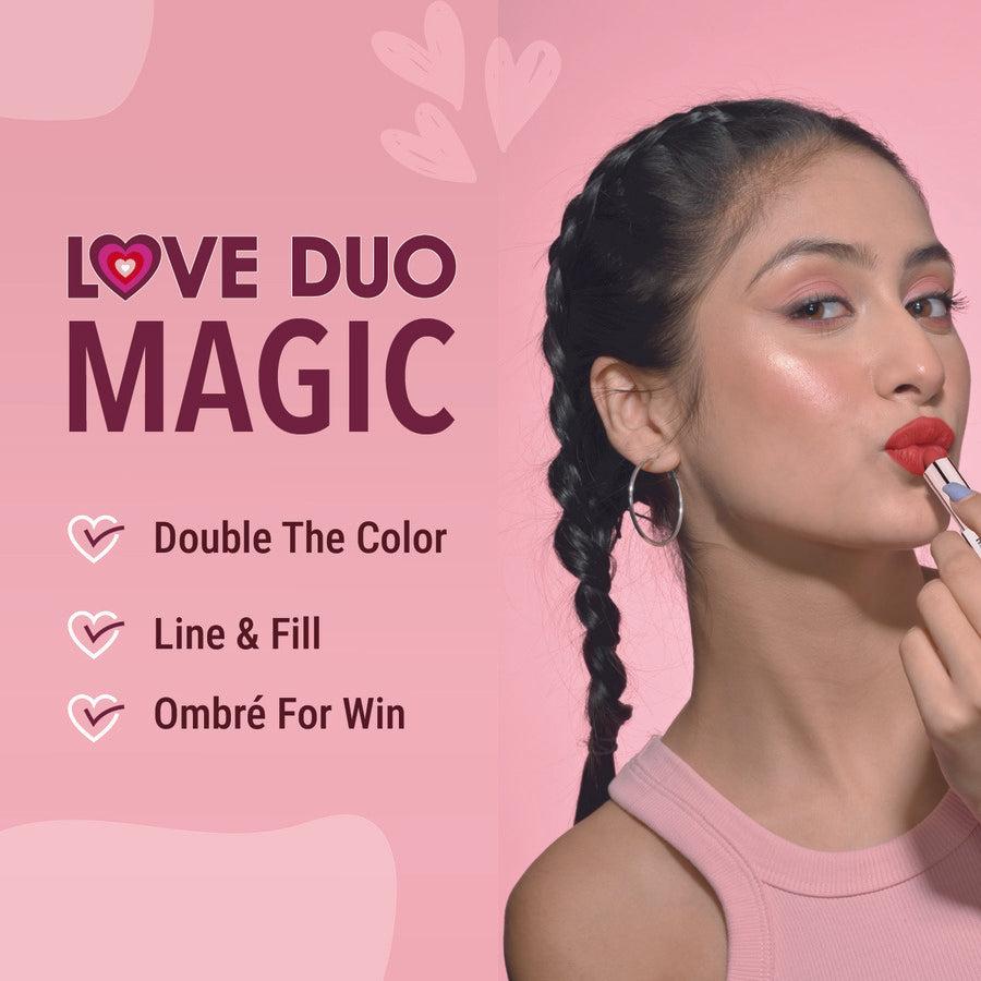 Blue Heaven Love Duo 2 in1 Dual Sided Lipstick for women | Non Transfer| Hydrating and Long Lasting Upto 12 hrs | Soft Matte Finish formula - 03 |1.5ml + 4g