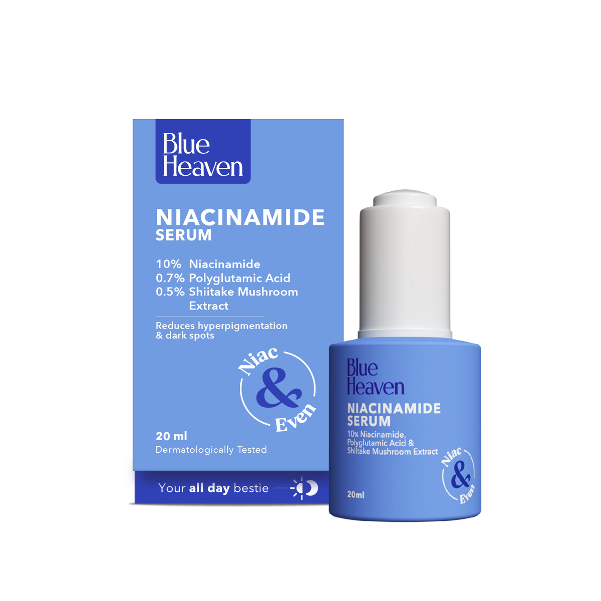 Blue Heaven 10% Niacinamide Serum for Glowing Skin | Reduces Pores & Pigmentation | Fades Blemishes | Skin Brightening | Strengthen Skin Barrier | Face Serum for Women, 20ml