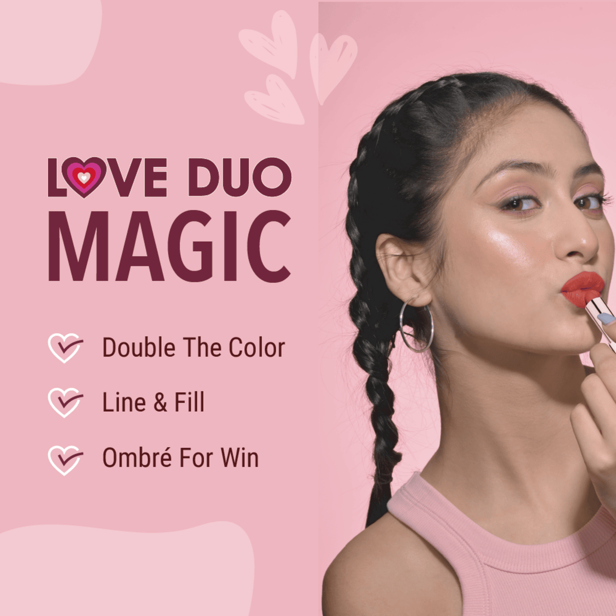 Blue Heaven Love Duo 2 in1 Dual Sided Lipstick for women | Non Transfer| Hydrating and Long Lasting Upto 12 hrs | Soft Matte Finish formula - 19 |1.5ml + 4g