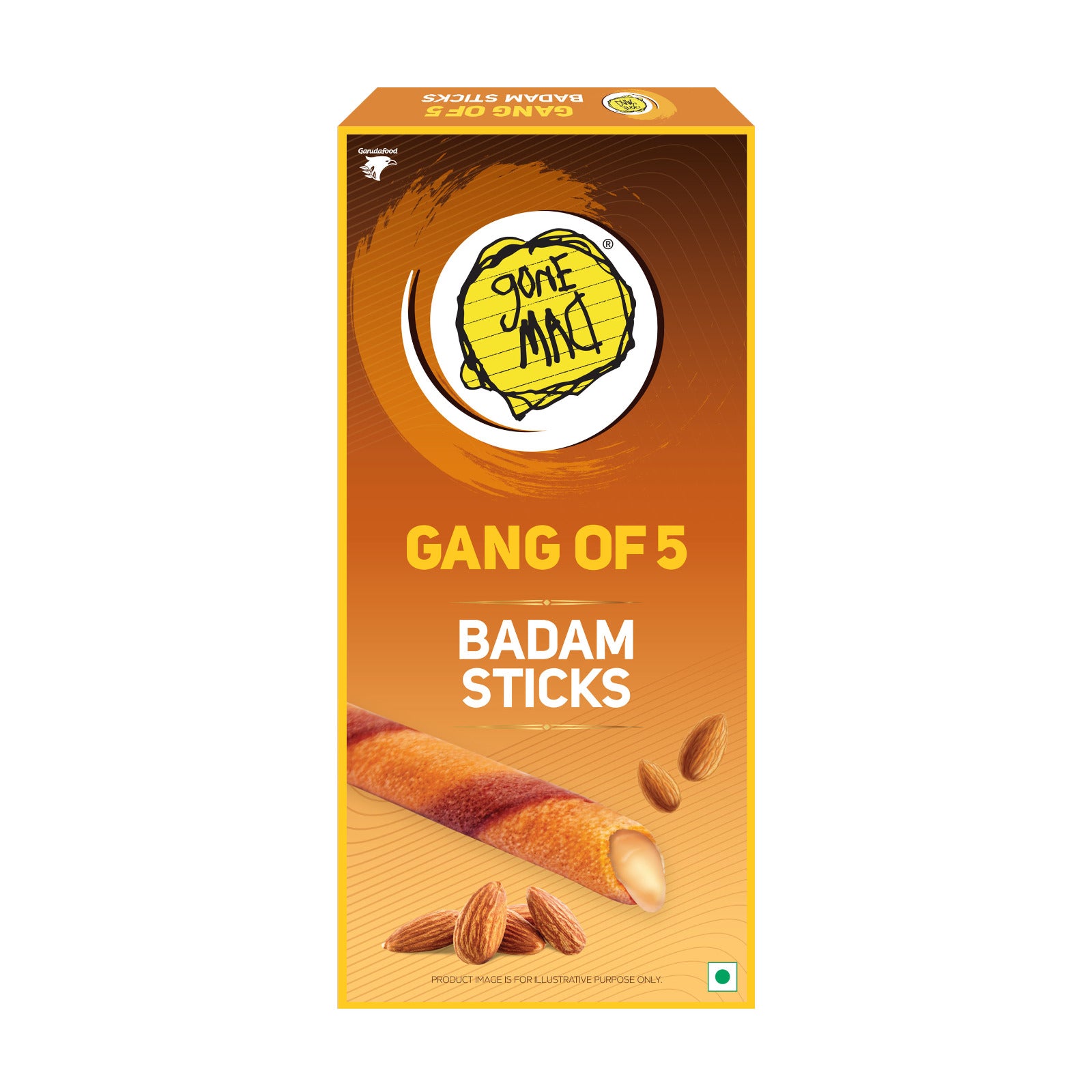 Gone Mad Gang of 5 Badam, Coffee & Dark Choco Sticks – Crispy, Creamy & Delicious Snack, Pack of 3 (187g)