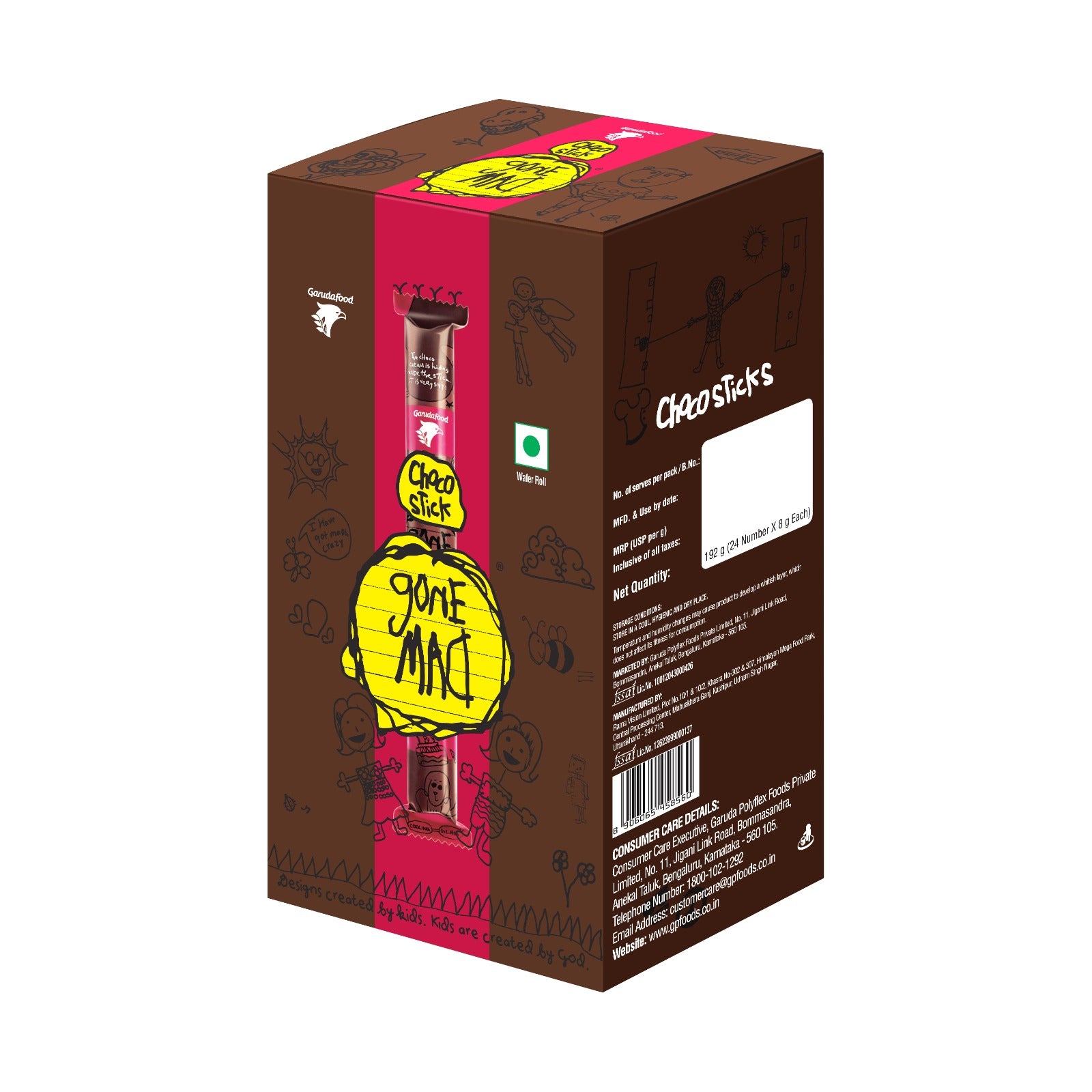 Gone Mad Premium Choco-Filled Wafer Sticks – 24 Sticks (192g) – Crispy, Creamy & Delicious Chocolate Snack