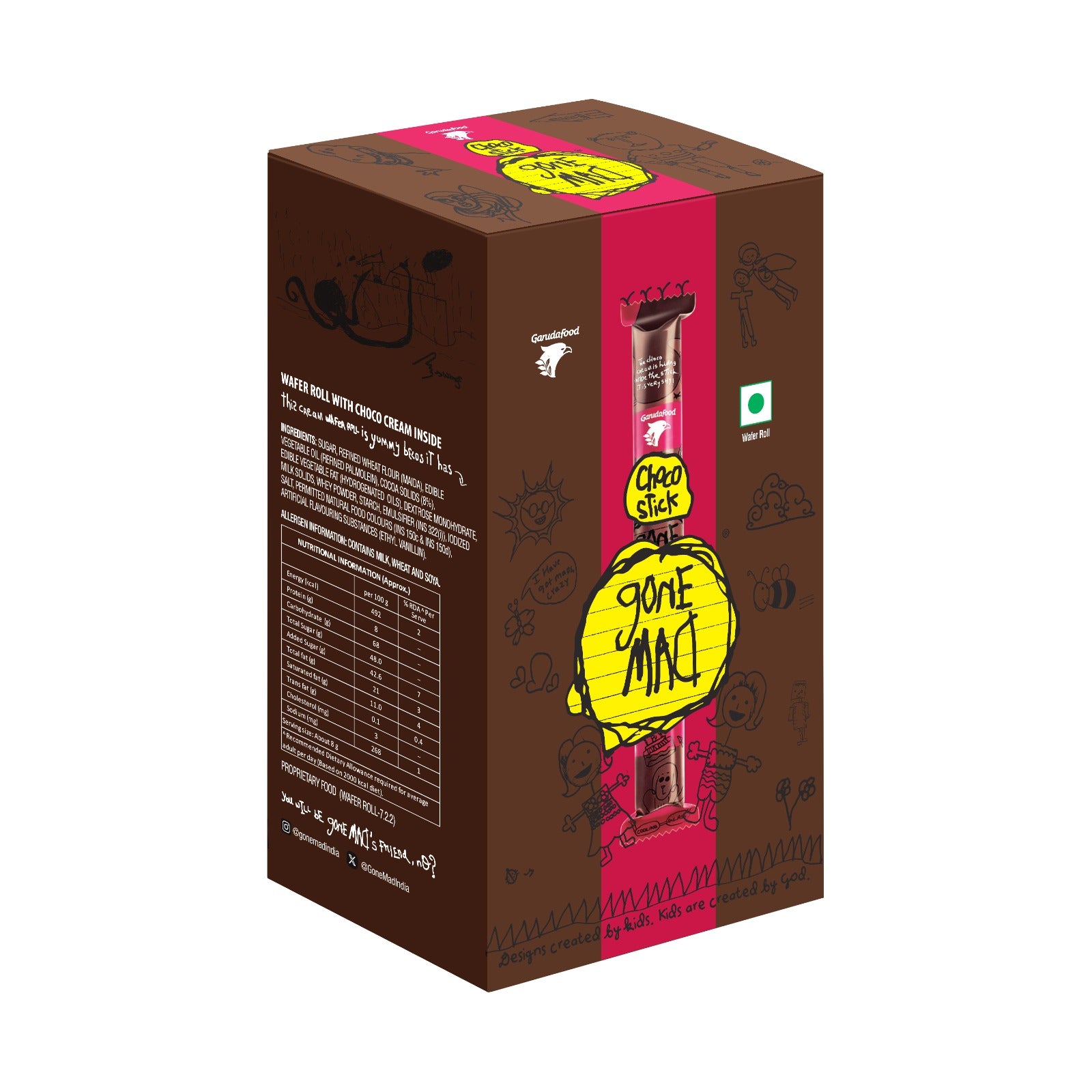 Gone Mad Premium Choco-Filled Wafer Sticks – 24 Sticks (192g) – Crispy, Creamy & Delicious Chocolate Snack