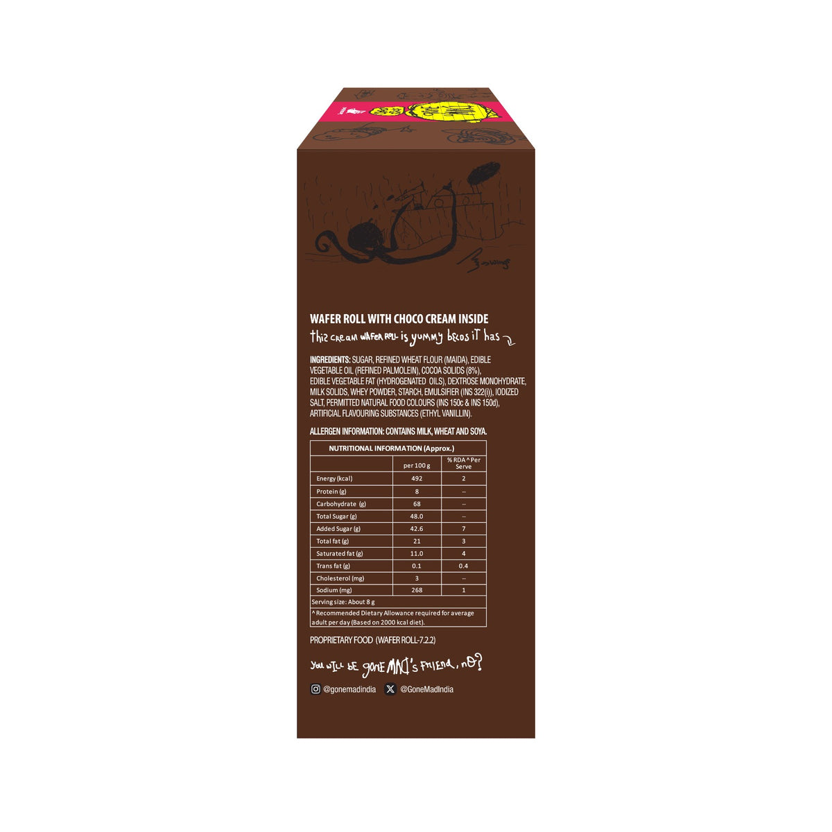 Gone Mad Premium Choco-Filled Wafer Sticks – 24 Sticks (192g) – Crispy, Creamy & Delicious Chocolate Snack