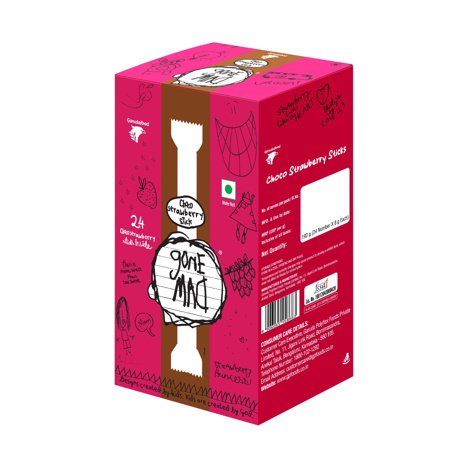 Gone Mad Premium Strawberry-Filled Wafer Sticks – 24 Sticks (192g) – Crispy, Creamy & Delicious Snack