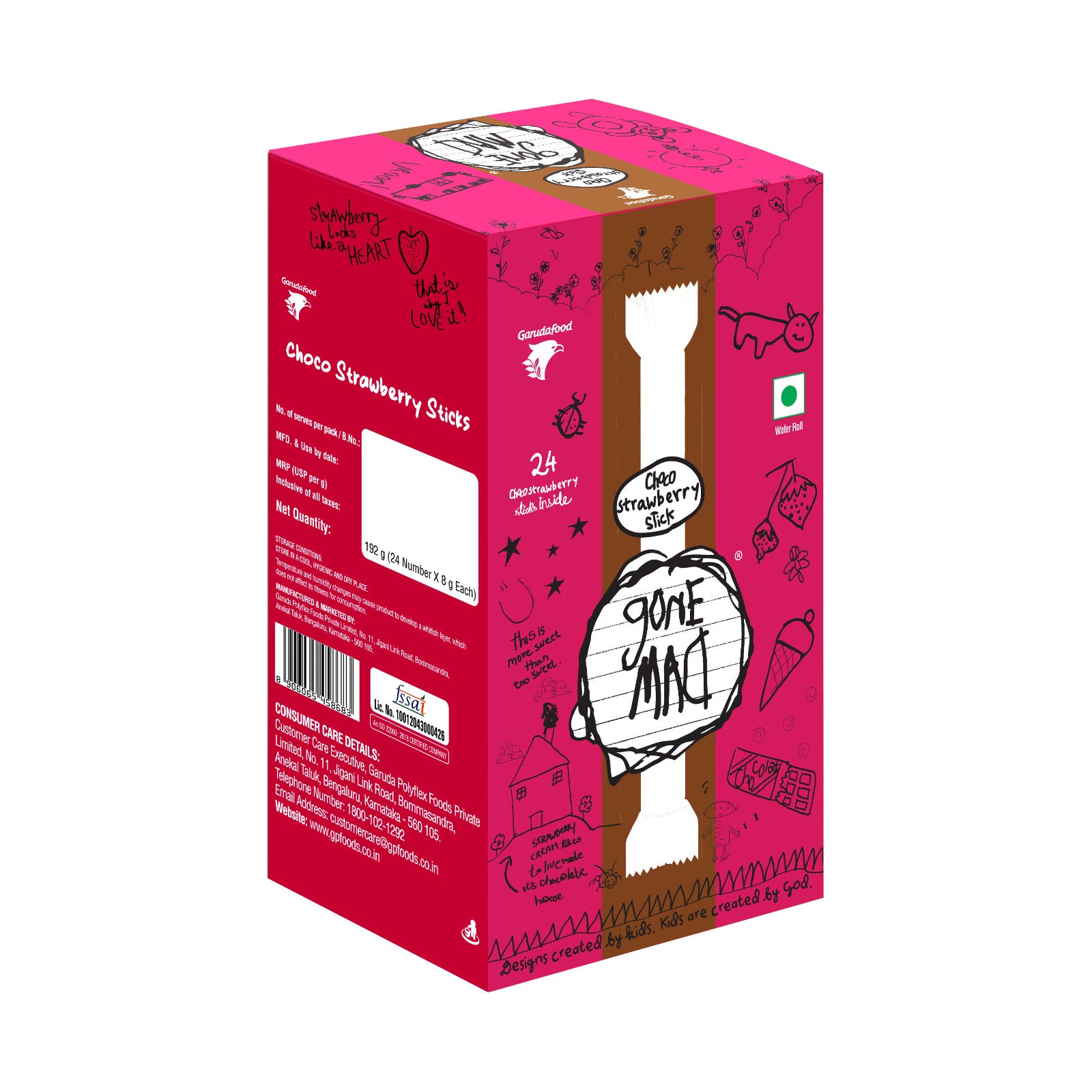 Gone Mad Premium Strawberry-Filled Wafer Sticks – 24 Sticks (192g) – Crispy, Creamy & Delicious Snack