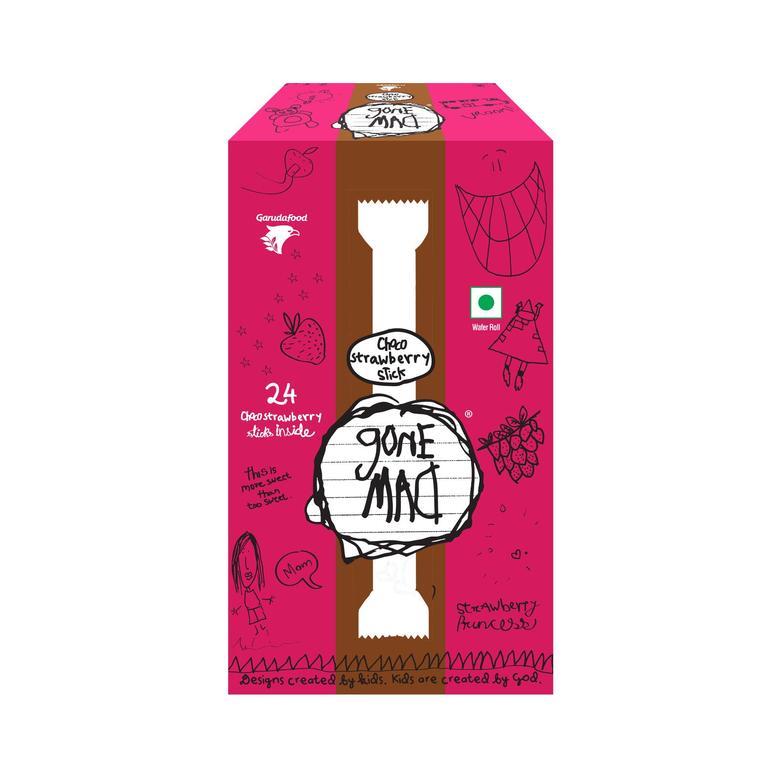 Gone Mad Premium Strawberry-Filled Wafer Sticks – 24 Sticks (192g) – Crispy, Creamy & Delicious Snack