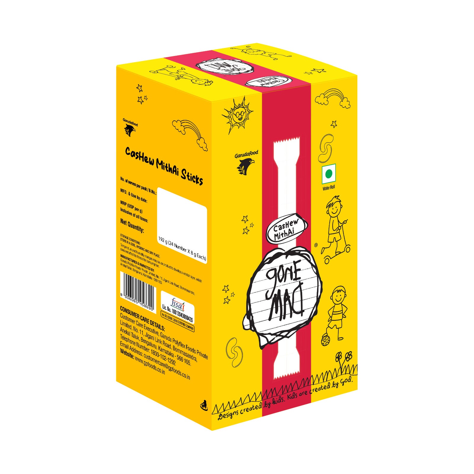 Gone Mad Premium Cashew Mithai Wafer Sticks – 24 Sticks (192g) – Crispy, Creamy Snack