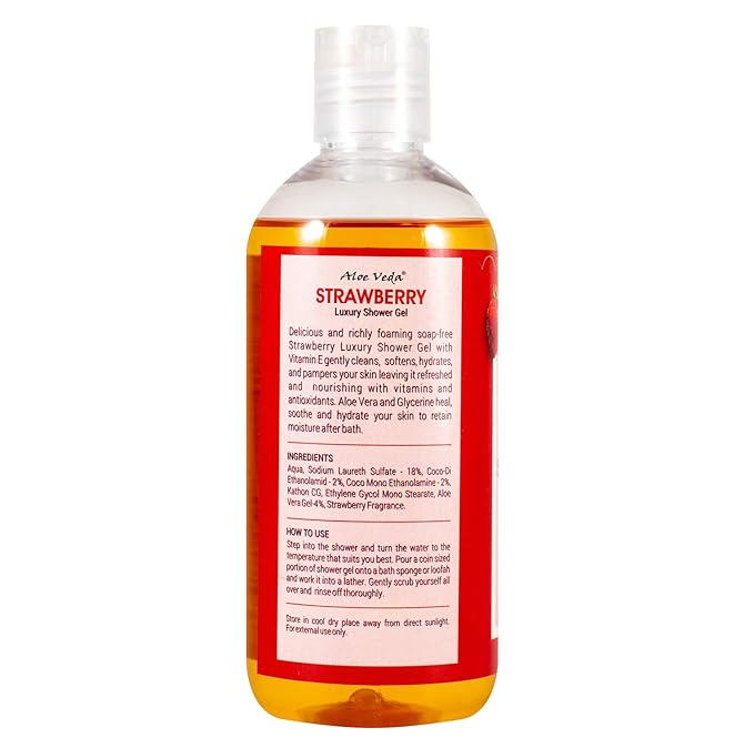 Aloe Veda Luxury Strawberry Body Shower Gel with Vitamin E for Women & Men- 300 ml