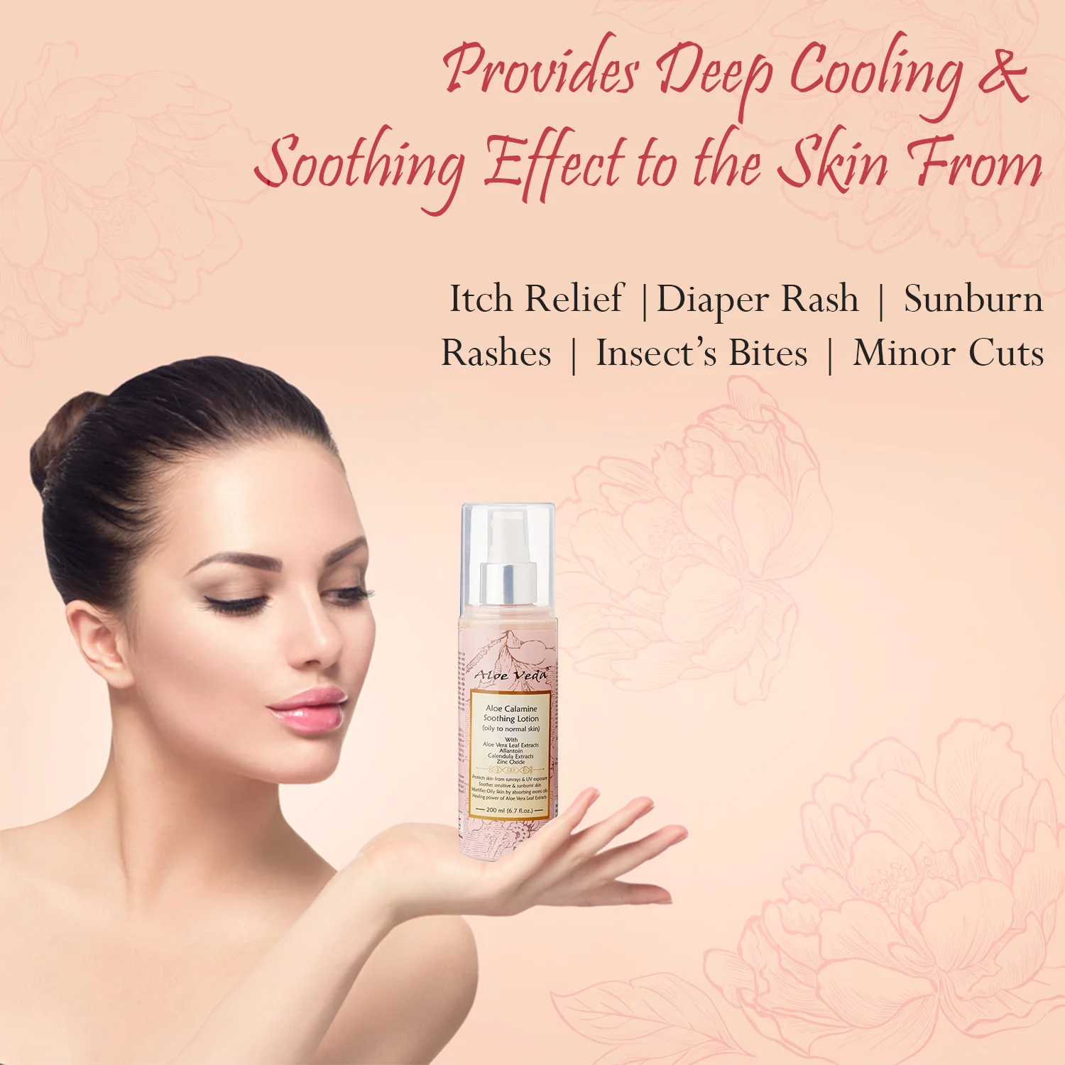 Aloe Veda Calamine Calming Body Lotion Skin Lotion with Calamine and Aloe Vera, 200ml