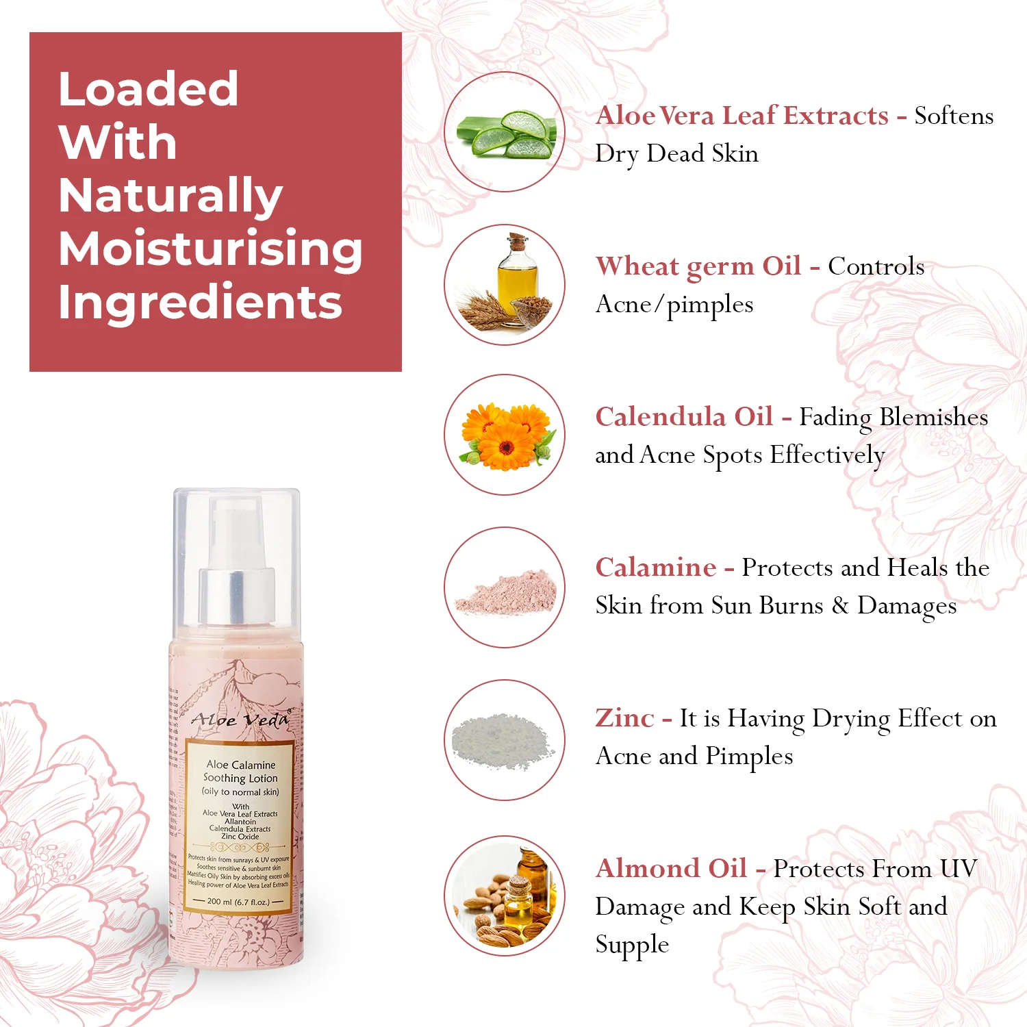 Aloe Veda Calamine Calming Body Lotion Skin Lotion with Calamine and Aloe Vera, 200ml