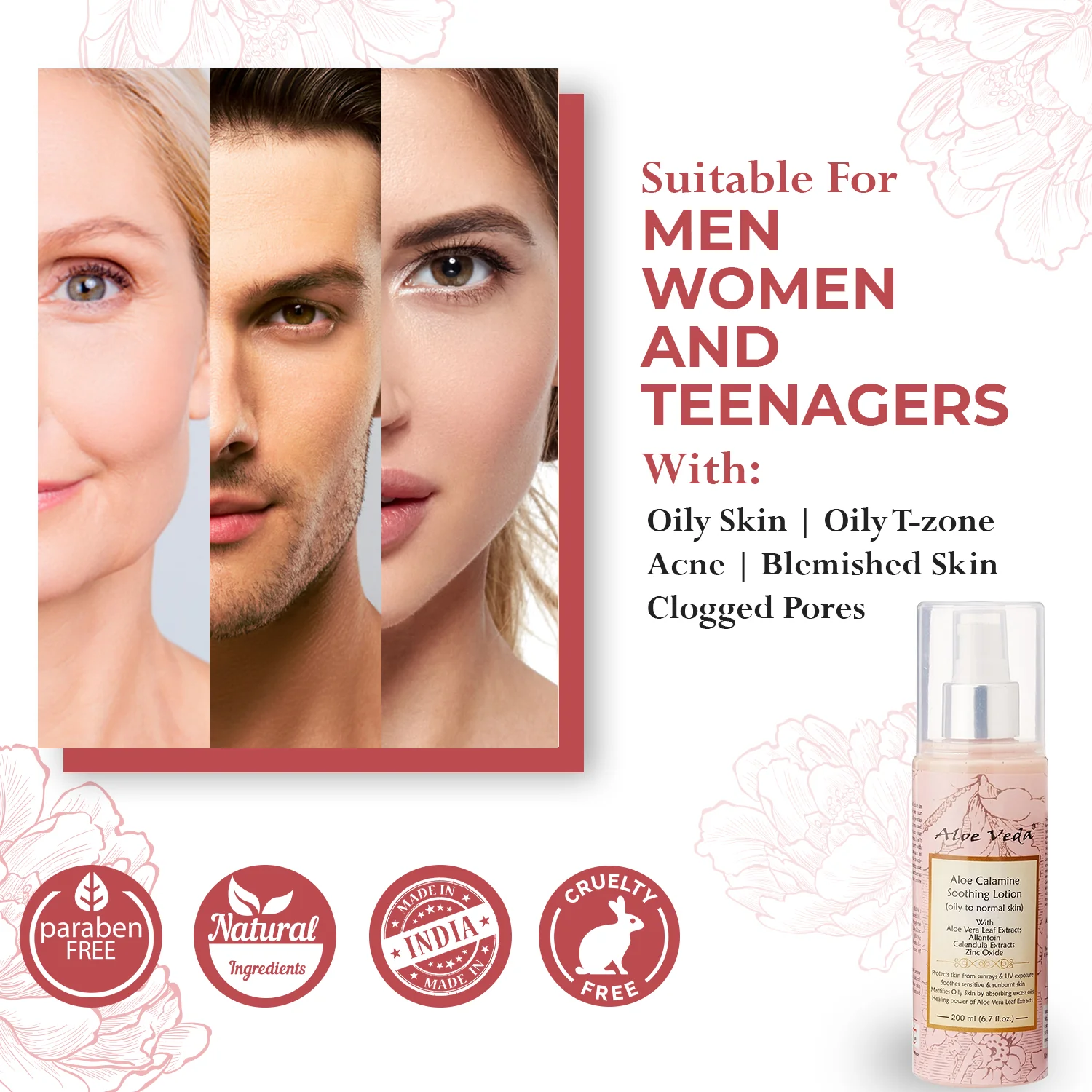 Aloe Veda Calamine Calming Body Lotion Skin Lotion with Calamine and Aloe Vera, 200ml