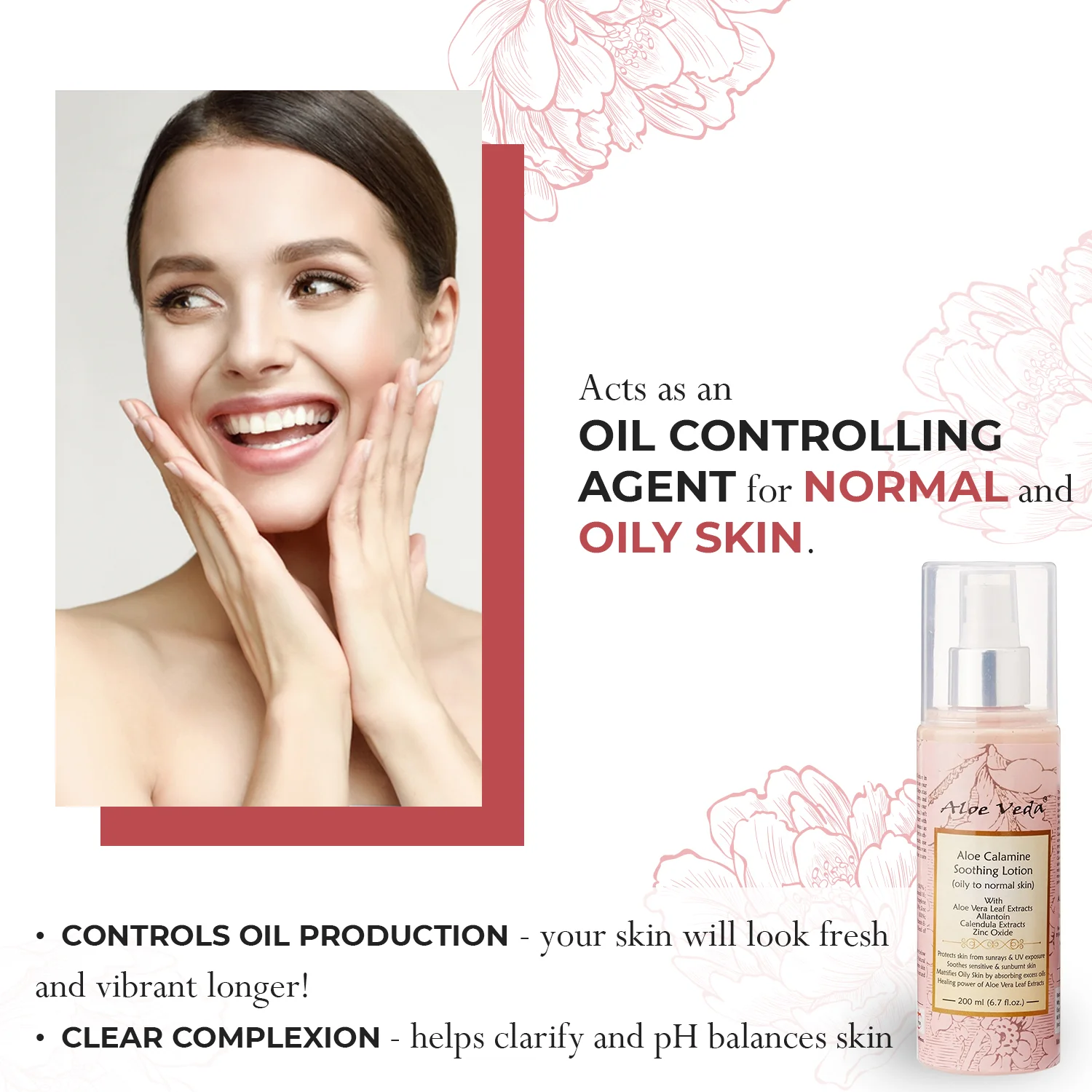 Aloe Veda Calamine Calming Body Lotion Skin Lotion with Calamine and Aloe Vera, 200ml