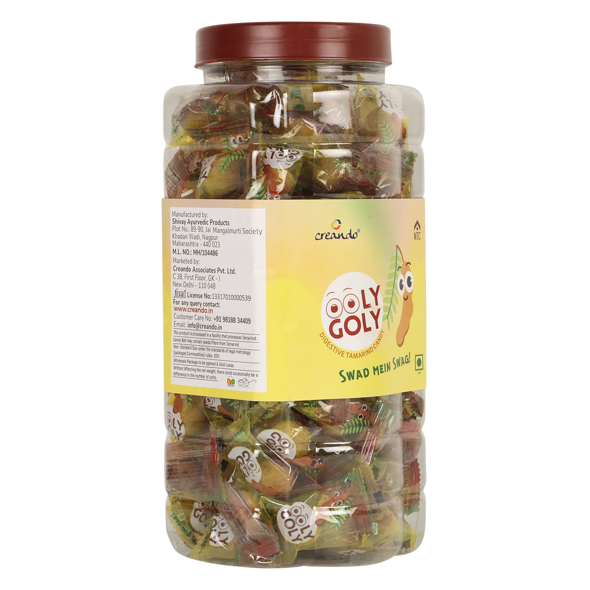 Creando OOLY GOLY Imli Candy, Khatti Meethi Imli, Digestive Tamarind Candy, Made with Real Imli, Pack of 130 pieces