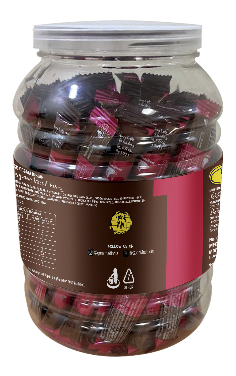 Gone Mad Premium Choco-Filled Wafer Sticks Jar – 40 Sticks (320g) – Crispy, Creamy & Delicious Chocolate Snack