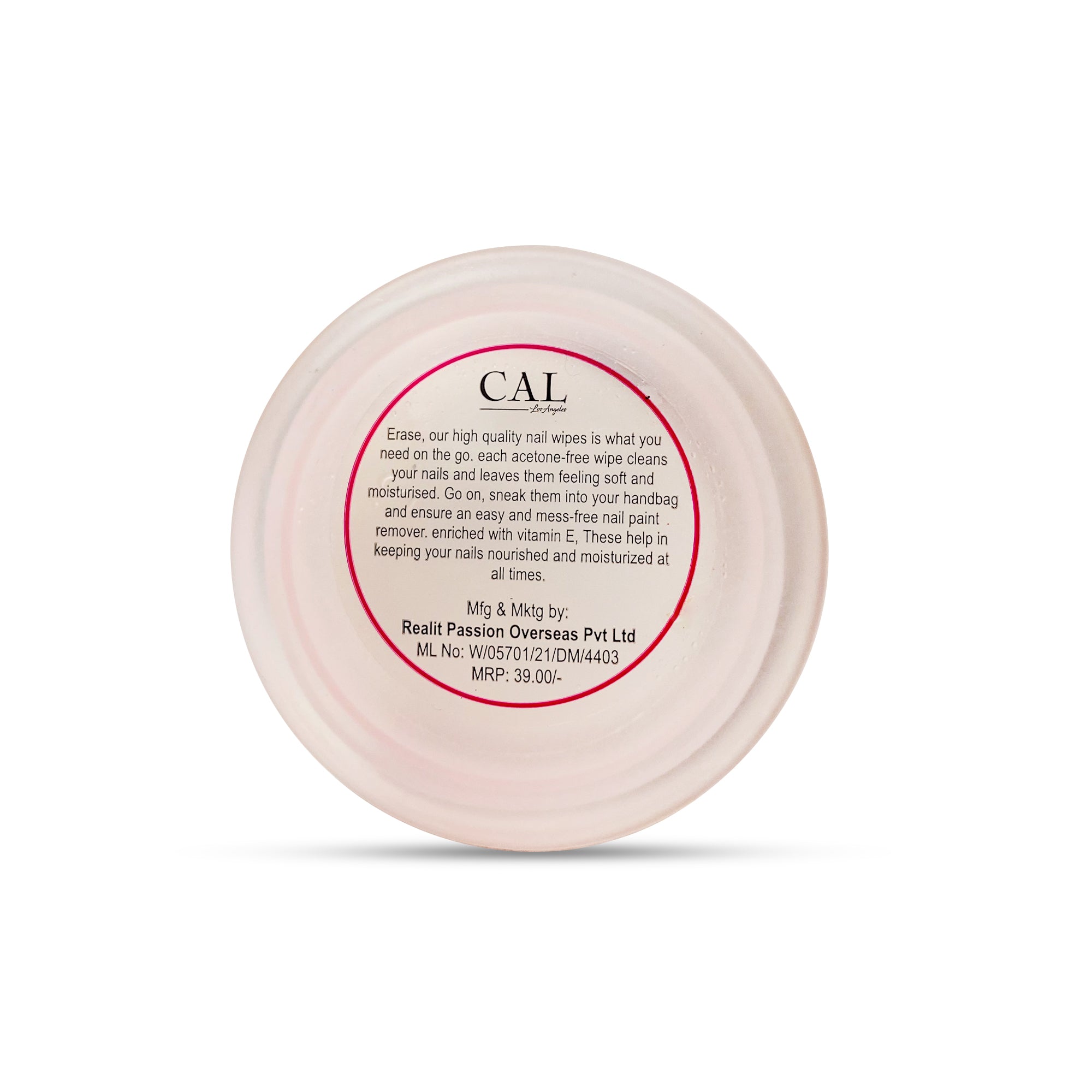 CAL Losangeles ERASE NAIL WIPES ROSE Pack of 3