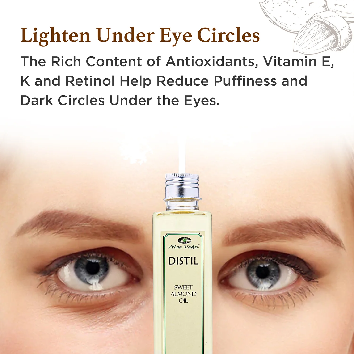 Aloe Veda Distil Cold Pressed Sweet Almond Oil for Hair and Skin,200ml