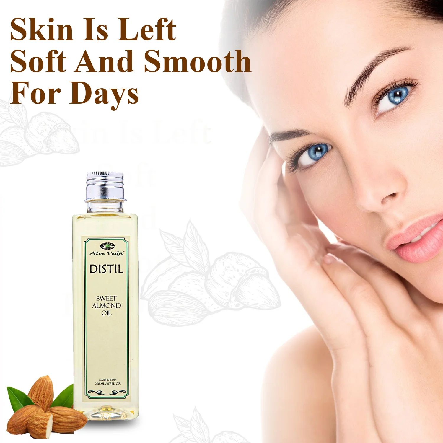Aloe Veda Distil Cold Pressed Sweet Almond Oil for Hair and Skin,200ml