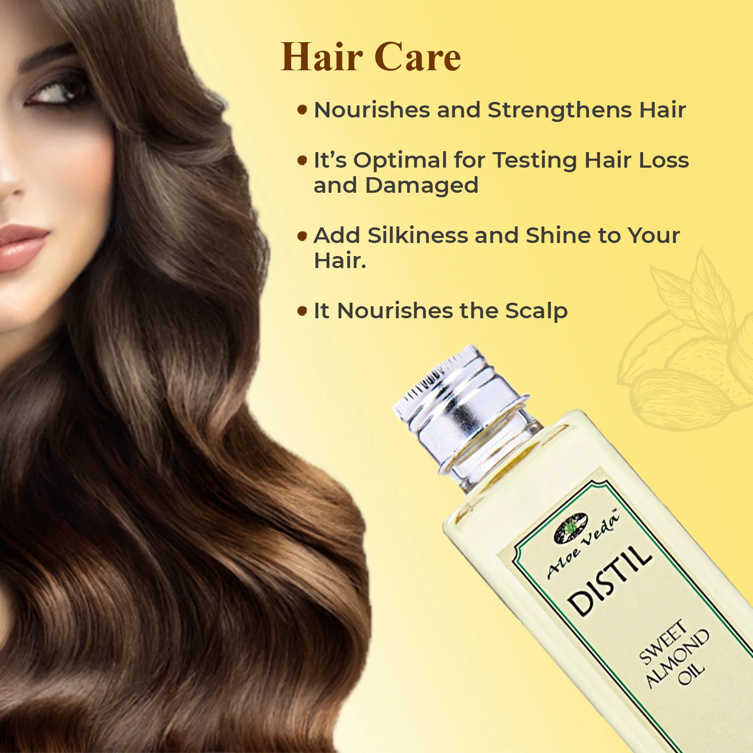Aloe Veda Distil Cold Pressed Sweet Almond Oil for Hair and Skin,200ml